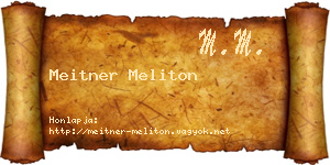Meitner Meliton névjegykártya